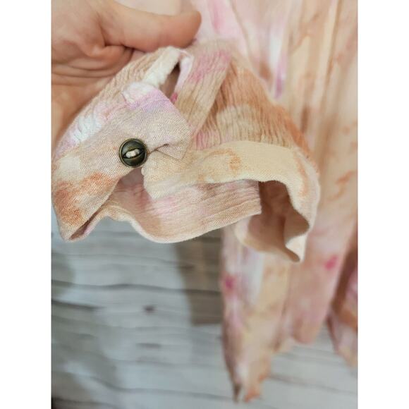 Maurices Peach Pink Tie Dye BOHO Prairie 3/4 Sleeve Peasant Top Women's Size 2X - Picture 7 of 11